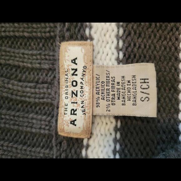 Arizona Jean Co. small grey & white stripe short sleeve sweater Y2K - Picture 3 of 4